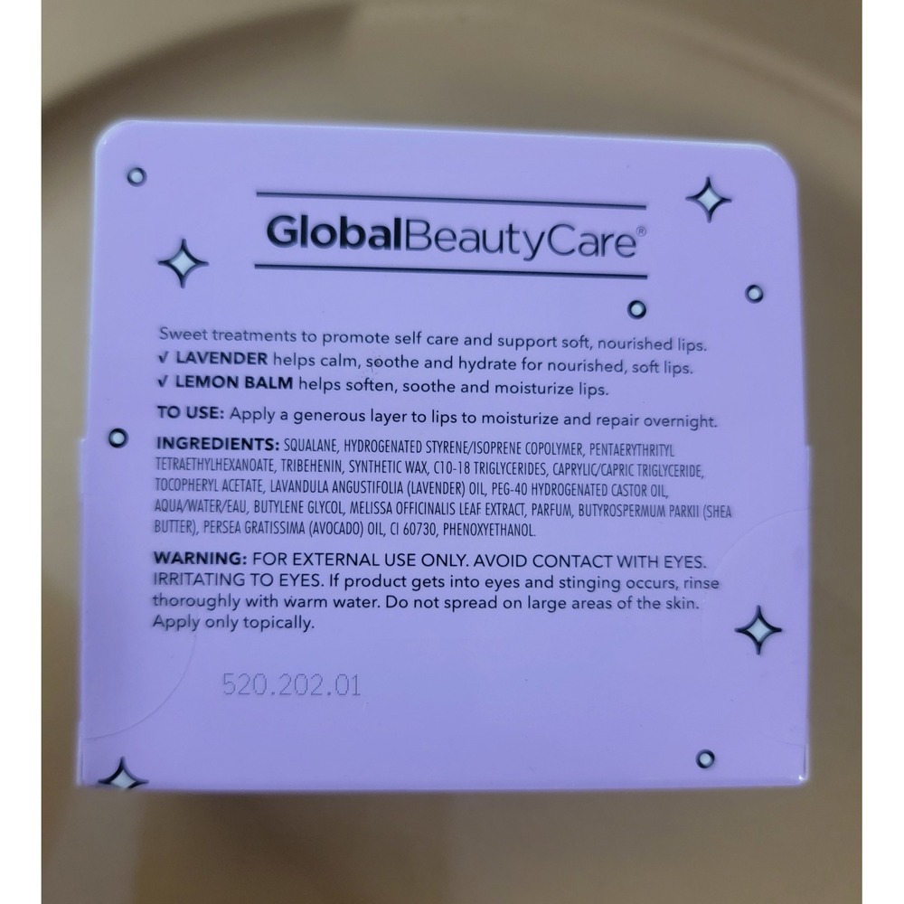 Set of 3 Global Beauty Care Lavender Lemonade Soothing Lip Mask with Lemon Balm - Picture 3 of 3